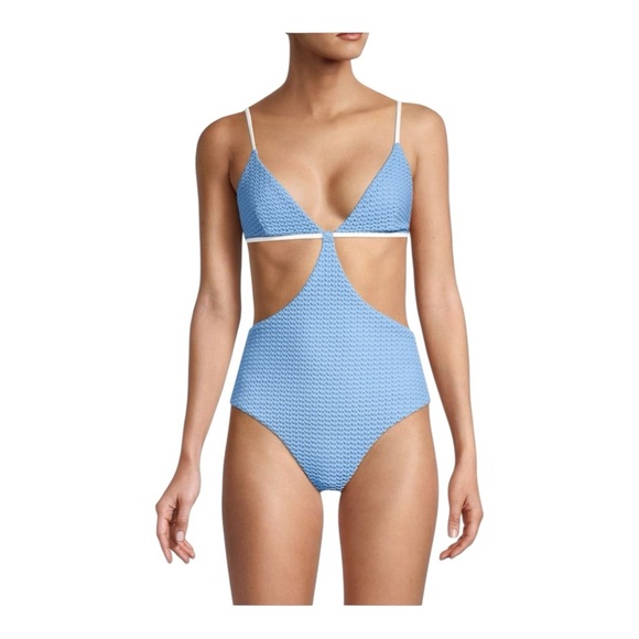 ONIA Rose Crochet Cut Out One-Piece Swimsuit in Airy Blue NWT - Picture 1 of 6